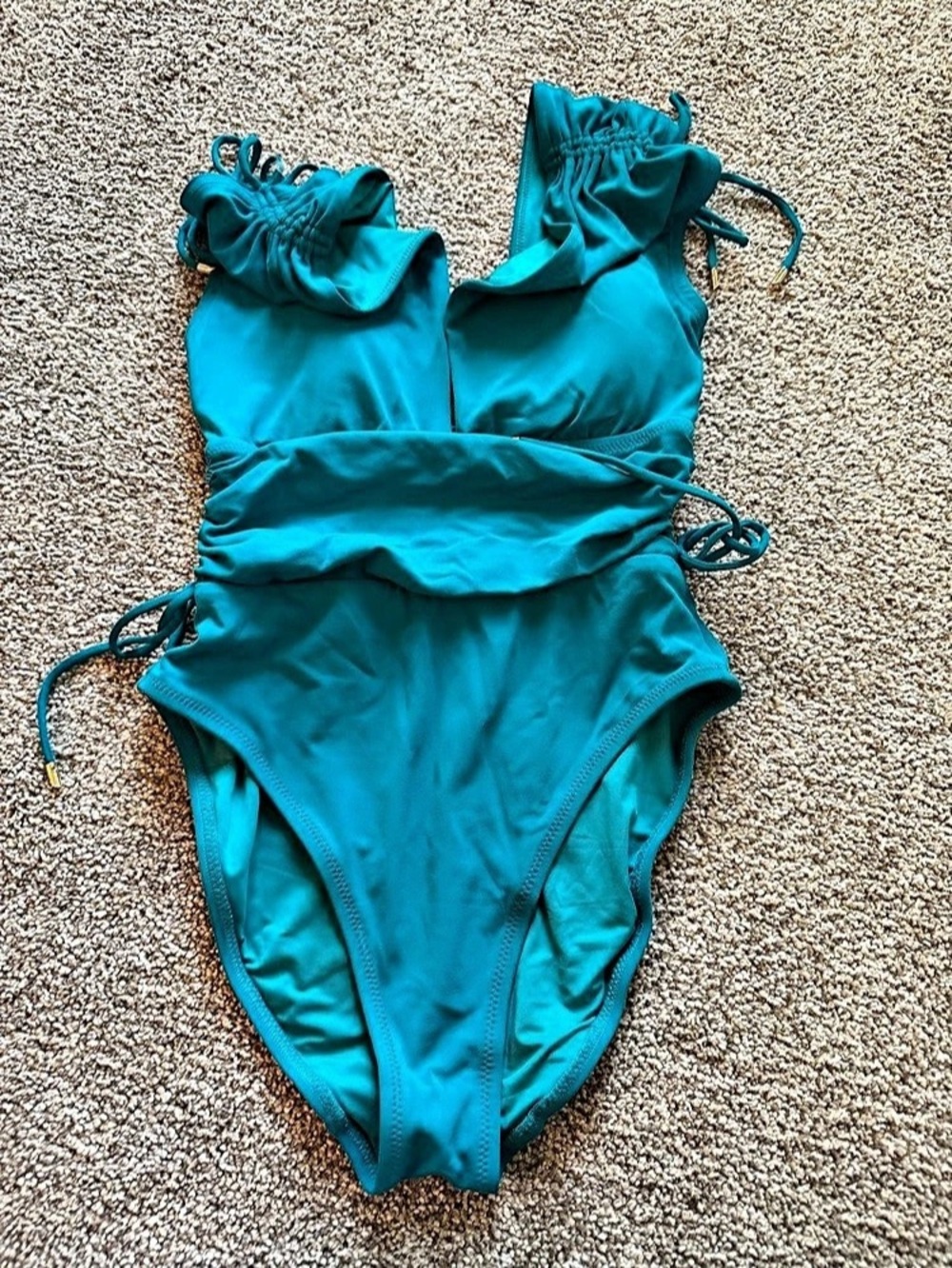 Robin Piccone Ruched One-Piece Swimsuit in Blue Like New